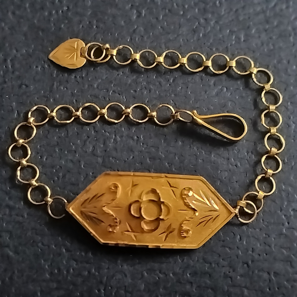 Elegant 21k Solid Gold Floral Kids Bracelet!